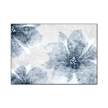 Noul Stil Chinezesc Blue Jasmine Floral Gri Alb Covor Living Modern Abstract Culoare Decolorare Flori Mat Covor Pentru Camera