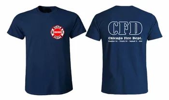 2019 Noi de vânzare Fierbinte Creative Noutate Stil de Vara Bumbac Chicago fire Dept Logo-ul Cfd Barbati Navy Design Tee Shirtt