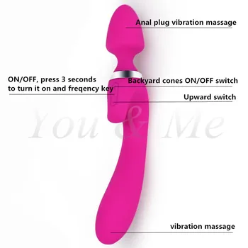 Dual AV Vibratoare Jucarii Sexuale pentru Femei USB Reîncărcabilă Magic Wand Massager G-Spot vibrator Vibrator Vibrator Anal Adult Sex Produs