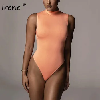 Irene Fără Mâneci Sexy Bodycon Femei Costume 2020 Moda O De Gât Alb Negru Toamna Bază Topuri Casual Slim Doamnelor Petrecere Salopetă