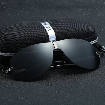 HDCRAFTER fără ramă pentru Bărbați ochelari de Soare Polarizat Lentile UV400 Conducere Ochelari de Soare de sex Masculin Eyewears Accesorii Pentru Barbati Cu Nuante Caz