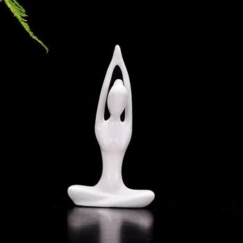 Stil Modern, Alb Ceramic Yoga Figurine Ename 12 Stiluri De Miniaturi Abstract Yog Statuie Pentru Decoratiuni Acasă Ornament Sculptura