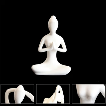 Stil Modern, Alb Ceramic Yoga Figurine Ename 12 Stiluri De Miniaturi Abstract Yog Statuie Pentru Decoratiuni Acasă Ornament Sculptura