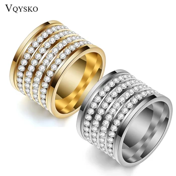 Moda stralucitoare 4 complet Rând de Cristal stras Bijuterii Inel Aur din Oțel Inoxidabil Două inele de Nuntă pentru bărbați și Femei