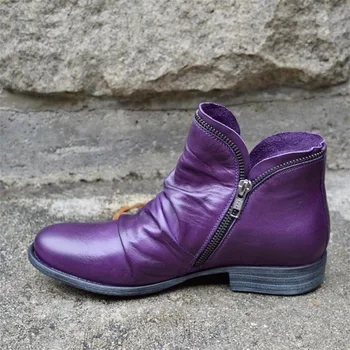Piele Glezna Cizme Pantofi Plat Toamna Iarna Zapada Ghete Platforma Fermoar Punk Cizme Pantofi Doamnelor Botas Mujer Femei Cizme 2020
