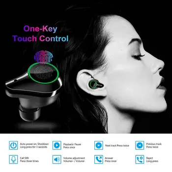 T10 TWS Bluetooth 5.0 Căști Touch HD de Reducere a zgomotului Căști Wireless Stereo Sport rezistent la apa Căști Căști Cu Microfon