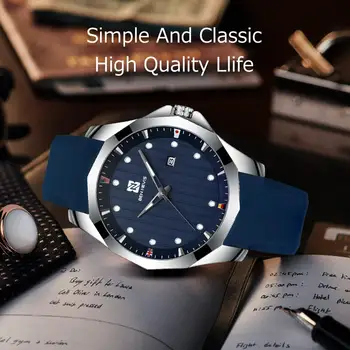Brand de Top Barbati Ceas de Lux Cuarț Bărbați Albastru Silicagelul Ceasuri de Moda din Oțel rezistent la apă Ceas de mână de sex Masculin pentru Prietenul Cadou