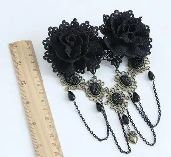 Vintage Black Rose Clip De Păr Gotic Floare Ac De Păr Agrafe De Par Accesorii De Par Goth