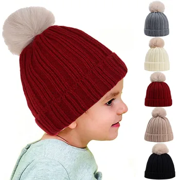 Tricotate Pălărie Copii Băieți Fete Iarna Cald Tricotate Din Lână Hemming Pălărie Beanie Capac Ține De Cald Beanie Pentru Copii Copii De Lână Pălărie #113