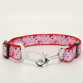 Noul single vând Câine în Lesă, Zgardă de Câine, Centură de Siguranță,Cheie Fob ,1 inch curea de nylon roz câine de desene animate model imprimat panglică