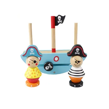 Amuzant Corabie de Pirați Soldul de Joc jucarii pentru Copii din lemn bloc digital de ajutor de educație pentru copii, joc de echilibru pirat pentru copii-jucarii