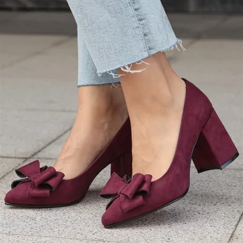 Mio Gusto Marca Liz Negru, Vin Roșu, bleumarin-Albastru Culoare de Înaltă Calitate 7Cm Inaltime Toc Femei modelului Pompe de Pantofi