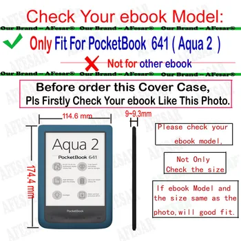 Pu piele Flip Book Cover Pentru PocketBook 641 Aqua 2 eReader de 6 inch husa cu magnetic ebook husa+Folie+Stylus Pen