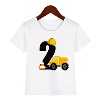 Copii Boys T-shirt Copii Maneca Scurta Excavator Topuri Copii Moda Tricou 1 2 3 4 5 Ani Băiatul de Construcție Ziua Tricou