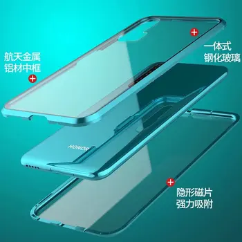 Capa fundas din Aluminiu, Bara fata spate de Sticlă Transparentă de Lux Cazul în care Telefonul Pentru Huawei Honor 20 Pro Bara de protecție caz de protecție telefon
