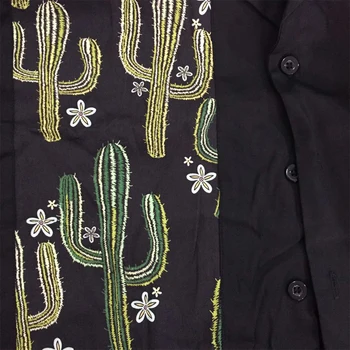 1950 Rockabilly Shirt Mens Îmbrăcăminte Vintage Punk Tricouri Tropicale Cactus Muzica Print cu Maneci Scurte Rolling Rock Camasa Barbati XXXL