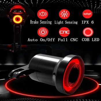 1buc USB cu LED-uri RechargeableBicycle iluminare din Spate Auto Start / Stop de Frână de Detectare Impermeabil Biciclete Inteligent de Lumină de Frână