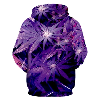 2020 Nou Hiphop Hanorace Barbati/Femeie Stil de Moda 3D Imprimate Frunze Purpurii Jachete cu Glugă Rock Hoodie