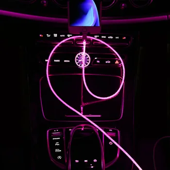 LED-uri auto Strălucire Curge de Date Incarcator USB de Tip C/Micro Cablu de Încărcare Pentru Audi A4 A3 Q5, Mercedes Benz W211 W204 W212 BMW E39 E46 E60