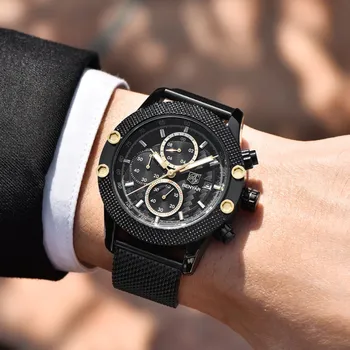 BENYAR Cronograf Ceasuri Barbati Mesh & Rubber Brand de Lux Impermeabil Cuarț Ceas de Aur Saat de sex Masculin Ceasuri Ceas dropshipping