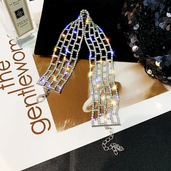 De lux Geometrie coliere coliere pentru femei Stras Gamă completă formă de zăbrele de cristal Bijuterii Guler lanț cadou