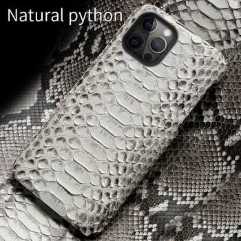 Python Piele naturala Telefon Caz pentru iPhone 12 Pro Max de Lux Huse PENTRU iphone 12 Pro 12 mini-XR XS Max XR 8 Plus 11 pro