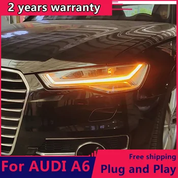 KOWELL styling auto Pentru Car Styling Lampă de Cap pentru Audi A6 LED-uri Faruri 2012-2018 A6L C7 Faruri LED DRL faruri de asamblare