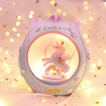 LED Rășină Unicorn Lumina de Noapte Pentru Copii copii Copii Lampă de Noptieră copii Animal de Jucărie Decor Dormitor de Iluminat de Crăciun Cadou de ziua de nastere