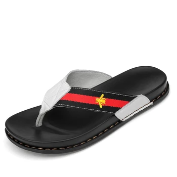 YEINSHAARS de Înaltă Calitate din Piele Brand Papuci Barbati Vara Sandale de Plaja Designer Flip Flops Respirabil Non-alunecare Slide-uri