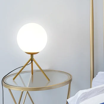 UE/SUA Plug Modern Minge de Sticlă Lampă de Masă pentru Dormitor, Living, Lampă de Noptieră Nordic Studiu de Birou Led-uri Corpuri de iluminat Industriale Acasă