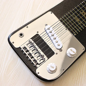 Stoc ashwood corp de chitara Hawaiian chitara electrica 30 inch mini negru cu 6 corzi chitara electrica