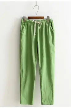 LIS05231 Pantaloni Harem Lenjerie de pat din Bumbac Solid Elastic m002 talie Bomboane Culori Harem Pantaloni Moale de înaltă