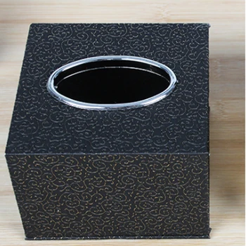 Piele neagra Cutie de Tesut Pătrat Suport Prosop de Hârtie Desktop Șervețel Container de Depozitare de Țesut Organizator Cutie pentru Home Hotel