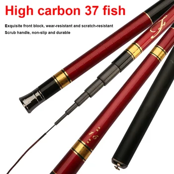 Ridicat de Fibra de Carbon 2.7-7.2 M Portabil Tijă Telescopică 6kg Mână de Pescuit Râu Rod 37 Flash Scrub Tijă Mâner