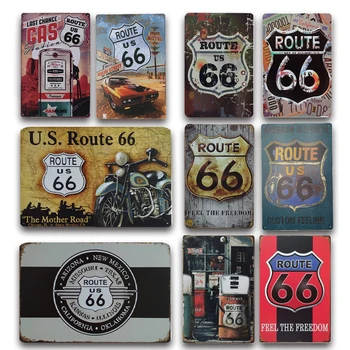 Nostalgic American Old Route 66 Metal Semn De Epocă Route 66 Tin Poster Placa Garaj Autocolant De Perete Retro Semne Rutiere Decor