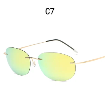 Titan Polarizat ochelari de soare Rotund fără ramă Polaroid Designer de Brand Gafas Bărbați Oval ochelari de Soare ochelari de soare pentru barbati femei
