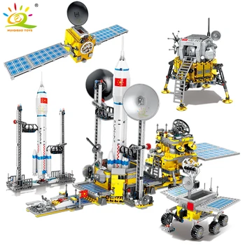 HUIQIBAO 1395PCS Stația Spațială nave Spațiale cu Echipaj Blocuri City Rover Lunar de Rachete Aerospațială Astronaut Cifre Cărămizi Jucarii