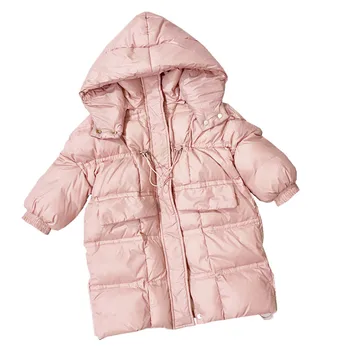 100-150 Cm Iarnă Băieți Fete De Moda De Mult Jos Haina Copii Copii Copii Gros Cald Jacheta Cu Gluga Îmbrăcăminte Exterioară