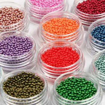 12 Cutii/Set 0.6-0.8 MM Caviar Unghii Șirag de mărgele Stras Pentru Unghii Micro Bijuterii de Cristal Ball 3D Nail Art Decor Unghii Consumabile