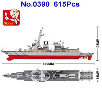 Sluban 615pcs distrugător militar chaser navă de război navă de luptă de construcție blocuri de Jucărie