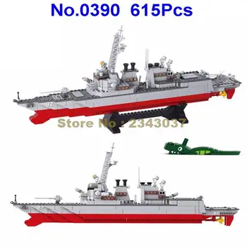 Sluban 615pcs distrugător militar chaser navă de război navă de luptă de construcție blocuri de Jucărie