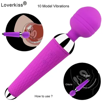 Loverkiss 10 Vibrații AV Baghetă Magică Vibrator Bagheta Masaj Oral Clitoris cu Vibrator Reîncărcare Erotic Jucărie Sextoys Adulți pentru Femeie