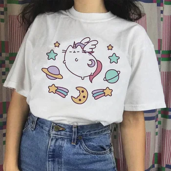 Pusheen cat tricou harajuku femei tricou Femei Tricou Amuzant haine Estetice t-shirt, blaturi tee de desene animate ' 90