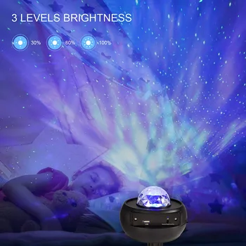 LED Star Proiector Lumina de Noapte Galaxy Înstelat Lampă de Noapte, Ocean, Val Proiector Cu Muzica Blueteeth Vorbitor de Control de la Distanță Pentru Copil