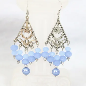 Boemia stil de 7 rânduri colier cercei albastru rotund shell simulate-pearl margele de cristal abacus elegant set de bijuterii diy B1312