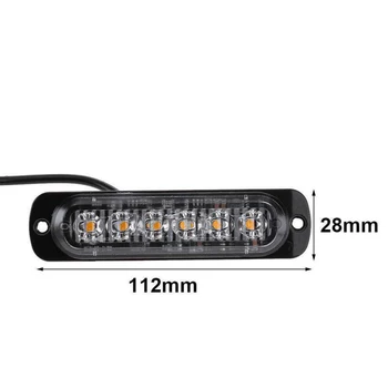 6-LED-uri Auto de Urgență de Avertizare cu LED Amber Strobe Flash de Lumină de Avarie Clipește Lampa de Conducere Lumina de Zi Bar de Poliție Pompier 12V 24V