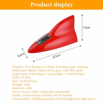 1 buc aripioare de Rechin Design Solar Automobile Antena Lumina Anti-Coliziune Anti-Spate-End LED-uri Auto, Lampa de Avertizare Decor Bec Stroboscop
