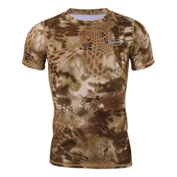 ESDY Drumeții tricouri Tactice Camuflaj Bărbați Respirabil Armata Top Drumeții cu Cortul de Camuflaj Militar, Scurt, Rapid Uscat în aer liber Tricouri