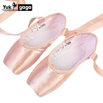 Noi Satin Canvas Pointe Pantofi Cu Panglică Și Gel Pad Deget Fete Femei Roz de Balet Profesionist de Dans Pointe Pantofi Tep
