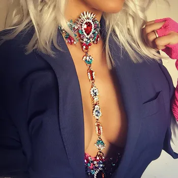 Cel mai bun lady DIY Sexy Gem de Vară Corpul Colier Moda de Lux Declarație Colier si Pandantiv Maxi Femeie Fierbinte Bijuterii 3015